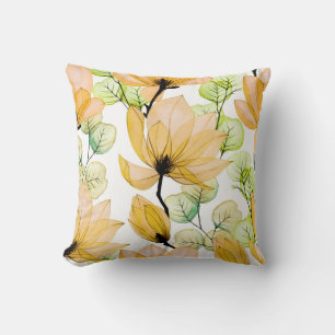 Magnolia Eucalyptus: Watercolor Seamless Print Cushion