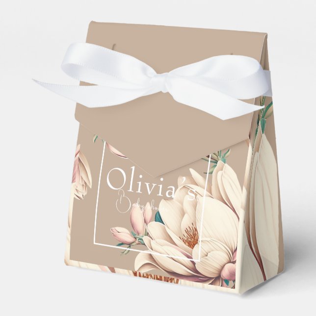 Magnolia floral  baby shower  favour box (Front Side)