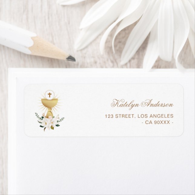 Magnolia floral baptism address label (Insitu)