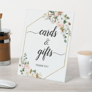 Magnolia Floral Calligraphy Cards & Gifts Wedding Pedestal Sign