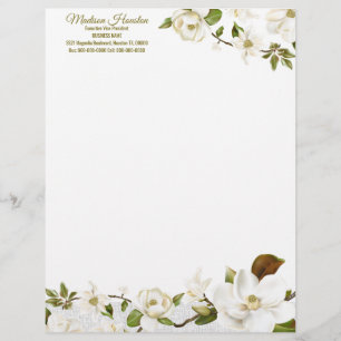 Magnolia Floral Custom Letterhead