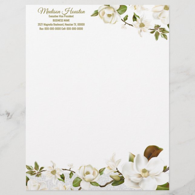 Magnolia Floral Custom Letterhead (Front)
