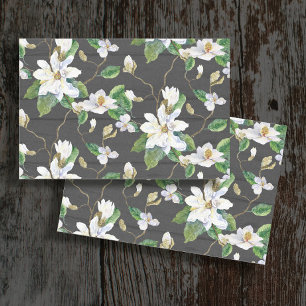 Magnolia Floral Farmhouse Black White Decoupage Tissue Paper