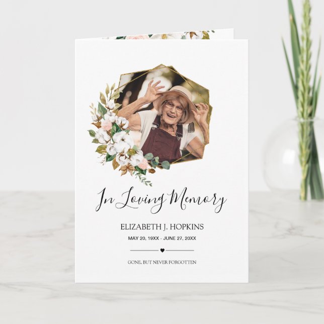 Magnolia Floral Geometric Frame 2 Photo Funeral Programme (Front)