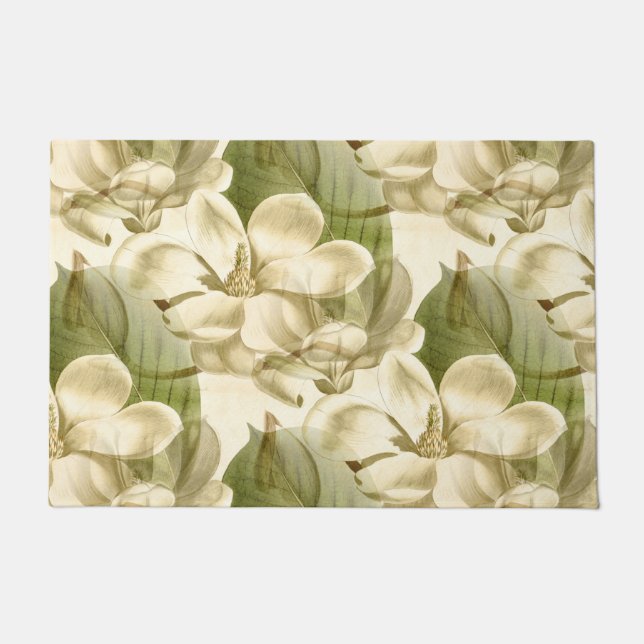 magnolia floral green doormat (Front)