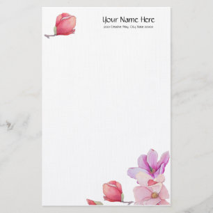 Magnolia Floral Linen Stationery