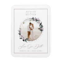 Magnolia Floral & Mauve Circle Photo Save The Date
