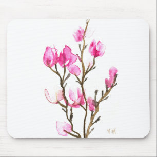 Magnolia Floral Mother Elegant Pink Vintage Chic Mouse Mat