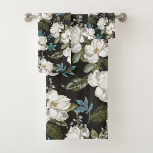 Magnolia Floral Pattern Bath Towel Set