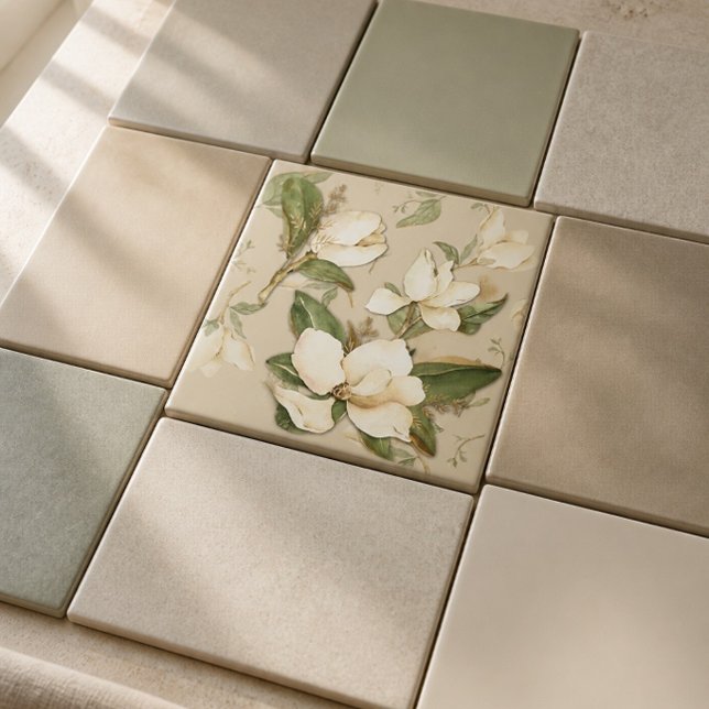 Magnolia Floral Print Decorative Tile (Creator Uploaded)