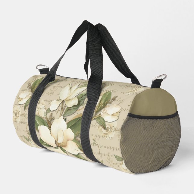 Magnolia Floral Print Duffel Bag (Right Corner)