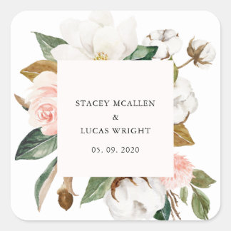 Magnolia Floral Square Sticker