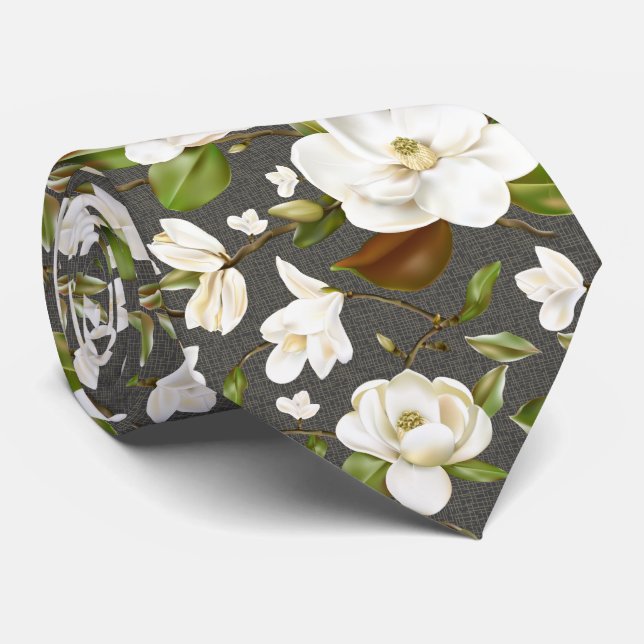 Magnolia Floral Tie (Rolled)