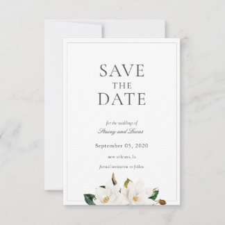Magnolia Floral Watercolor Save The Date