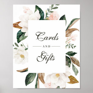 Magnolia floral wedding Cards & Gifts sign