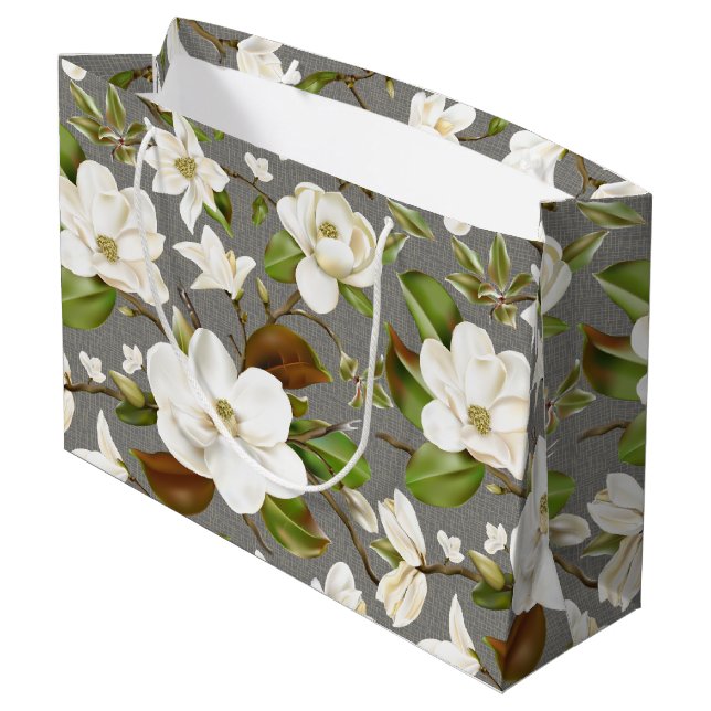 Magnolia Floral Wedding Large Gift Bag (Back Angled)