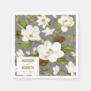 Magnolia Floral Wedding Napkin