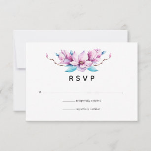 Magnolia Floral Wedding RSVP Card