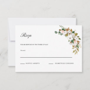 Magnolia Floral Wedding RSVP card