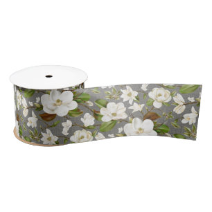 Magnolia Floral Wedding Satin Ribbon