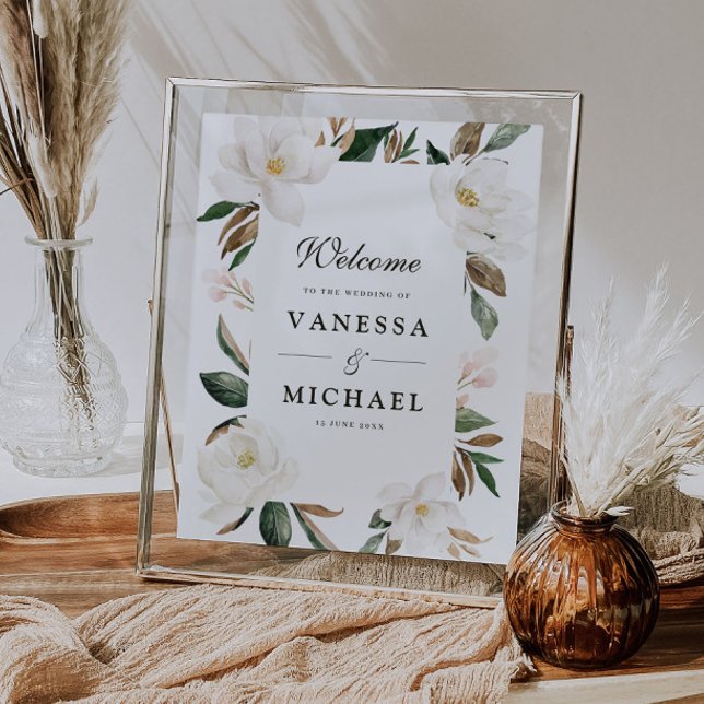 Magnolia floral wedding sign (Creator Uploaded)