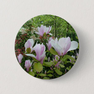 magnolia flower 6 cm round badge