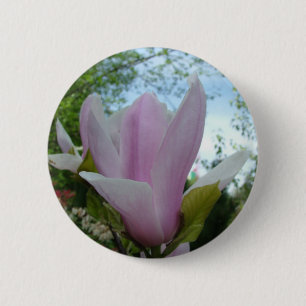magnolia flower 6 cm round badge