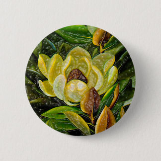 Magnolia flower 6 cm round badge