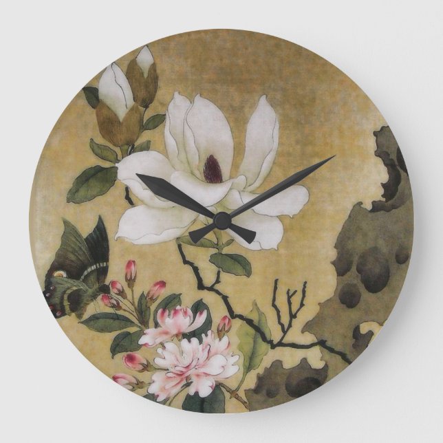 Magnolia Flower and Butterfly Ming Dynasty Large Clock (Front)
