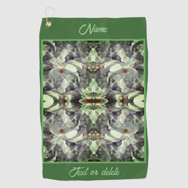 Magnolia Flower Blossoms Abstract Personalised Golf Towel (Front)