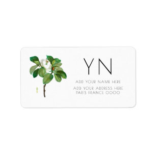 MAGNOLIA FLOWER BOTANICAL ADDRESS LABEL
