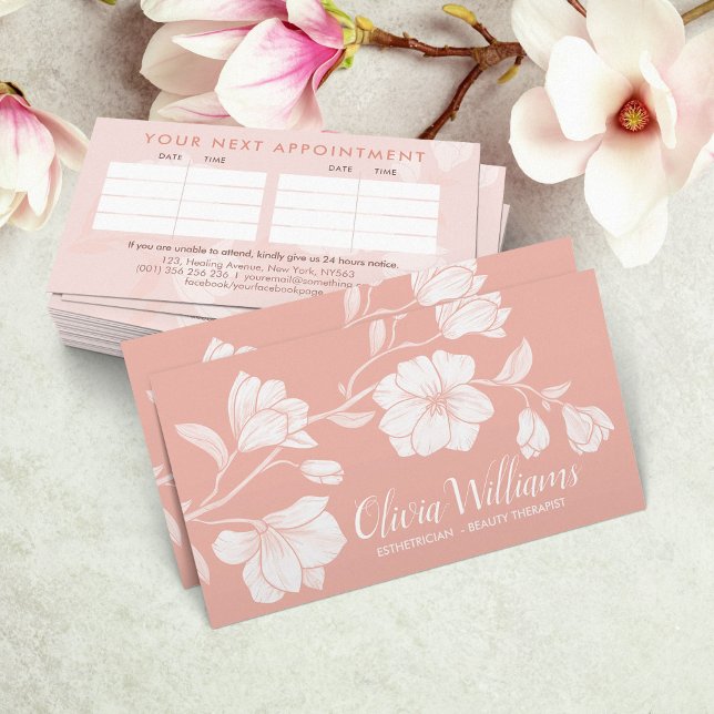 Magnolia Flower Branch Illustration Business Card (Creator Uploaded)