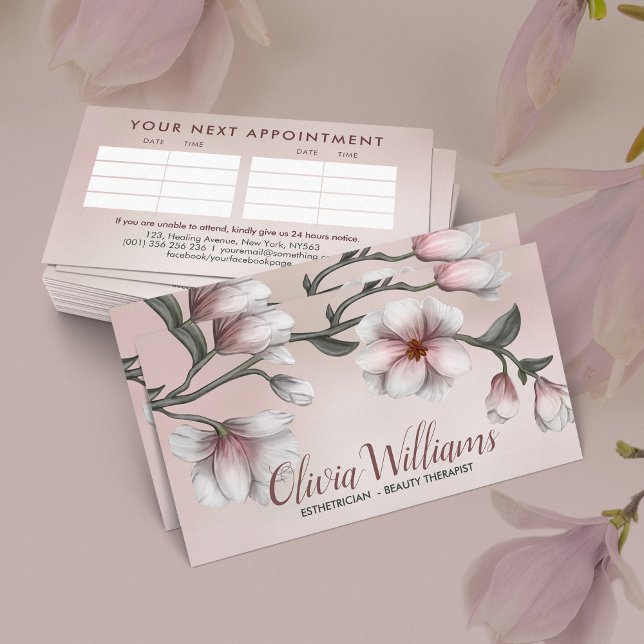 Magnolia Flower Branch Illustration Business Card (Creator Uploaded)