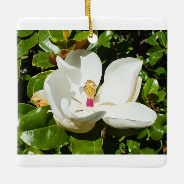Magnolia flower ceramic ornament (Front)