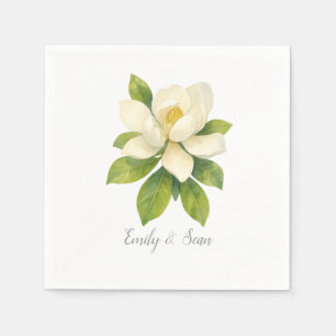 Magnolia Flower Custom Wedding Monogram Napkin