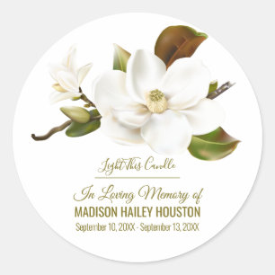 Magnolia Flower Funeral Memorial Classic Round Sticker