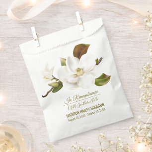 Magnolia Flower Funeral Memorial Favour Bags