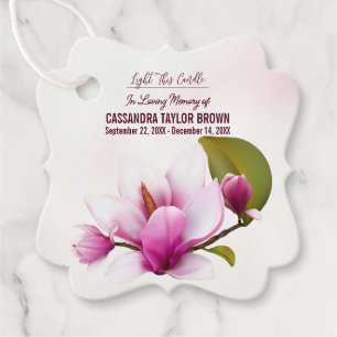 Magnolia Flower Funeral Memorial Favour Tags