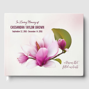 Magnolia Flower Funeral Memorial Guest Book