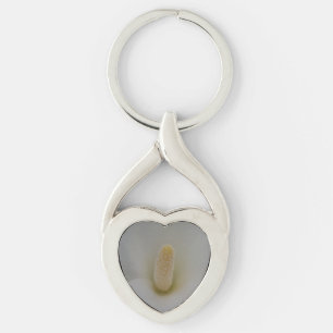 Magnolia Flower Heart Keychain