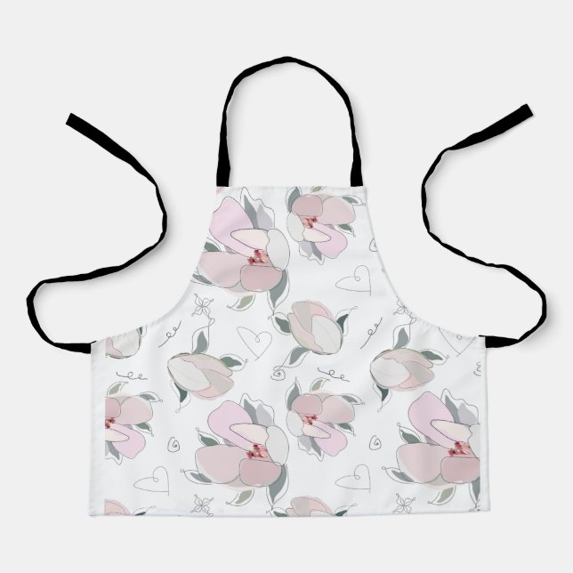 magnolia flower illustration apron (Front)