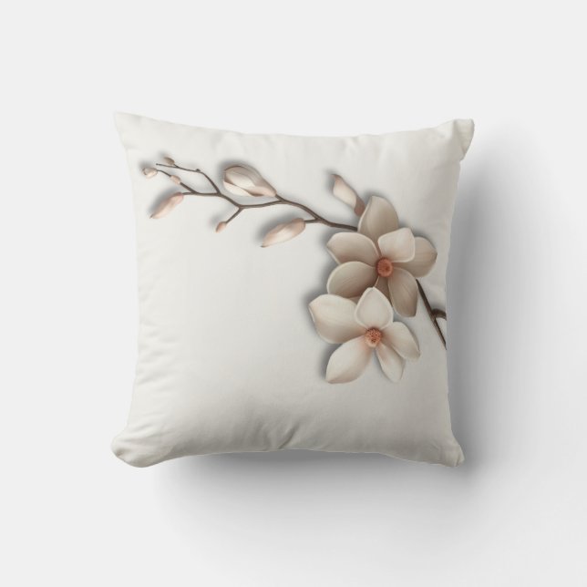  Magnolia Flower Minimalist Zen Cushion (Front)