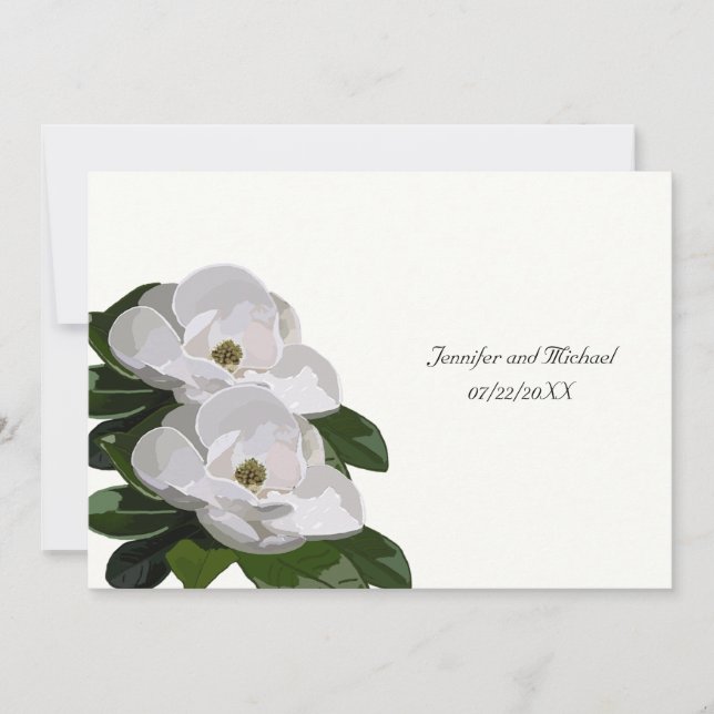 Magnolia Flower Modern Wedding Invitation (Front)