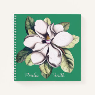 Magnolia Flower Monogram Name Notebook