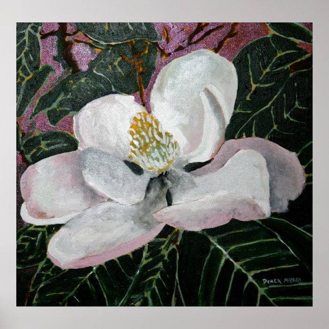 magnolia flower painting acrylic wall art (Front)