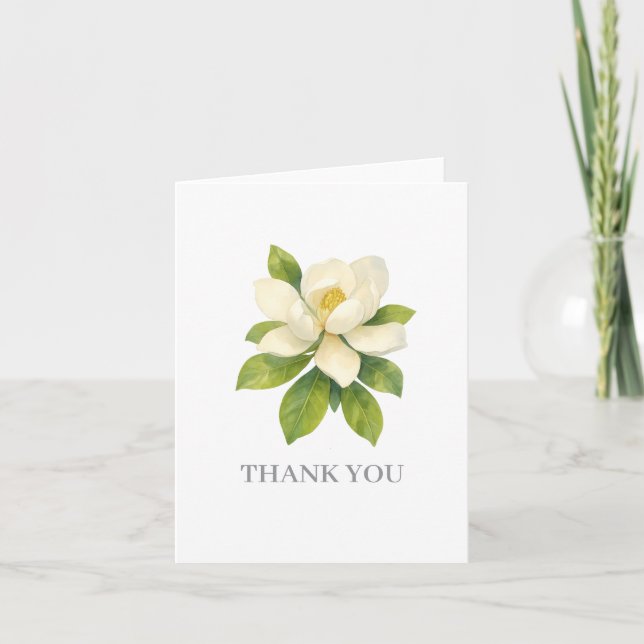 Magnolia Flower Painting Thank You Card (Front)