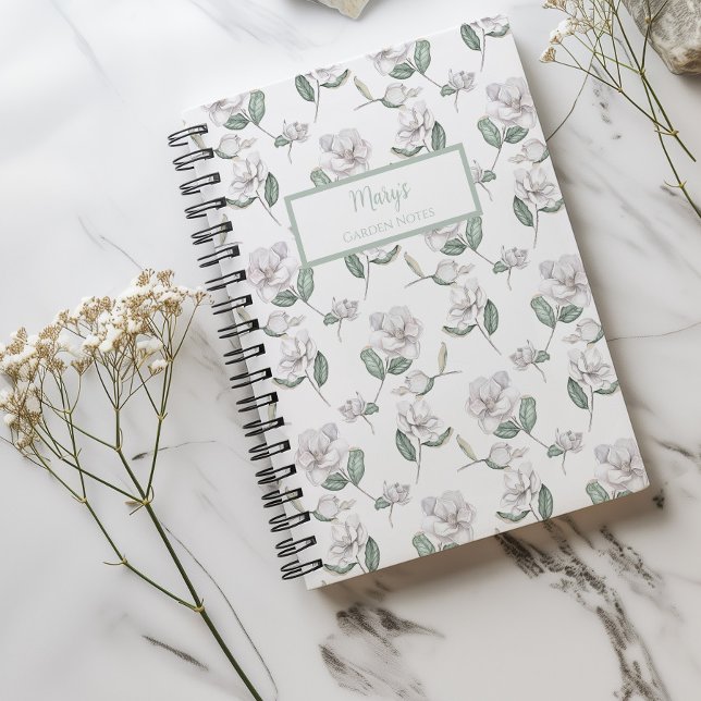Magnolia Flower Personalised Journal Notebook (Magnolia Flower Spiral Notebook)