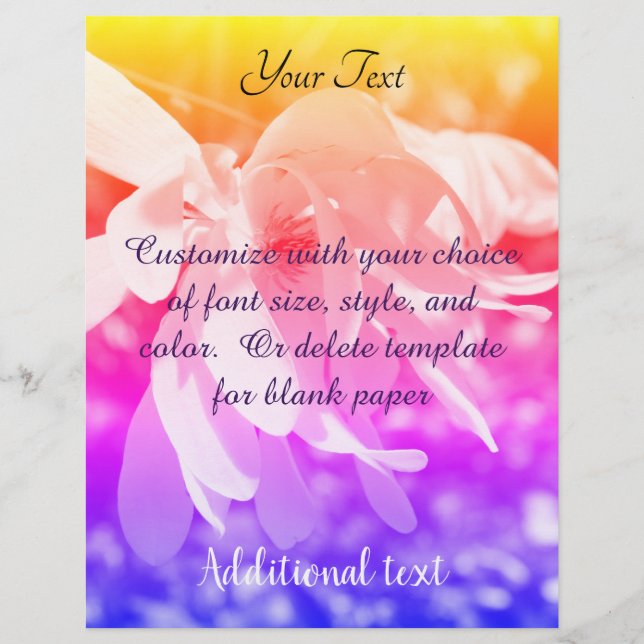 Magnolia Flower Rainbow Colours    Custom Letterhead (Front)
