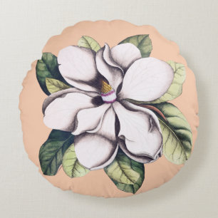 Magnolia Flower Round Cushion