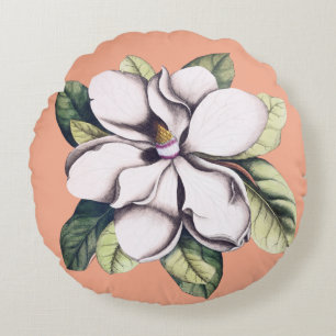 Magnolia Flower Round Cushion